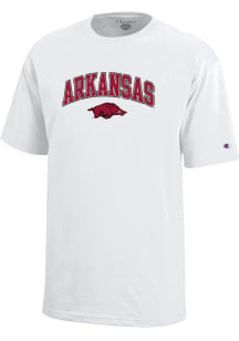 Champion Arkansas Razorbacks Youth White Arch Mascot Short Sleeve T-Shirt