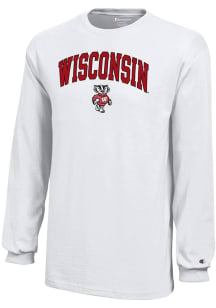 Champion Wisconsin Badgers Youth White Arch Mascot Long Sleeve T-Shirt