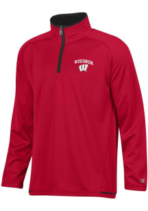 Champion Wisconsin Badgers Youth Red Highlight Long Sleeve Quarter Zip Shirt