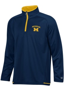 Champion Michigan Wolverines Youth Blue Highlight Long Sleeve Quarter Zip Shirt