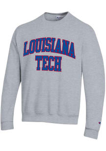 Champion Louisiana Tech Bulldogs Mens Grey Twill Arch Name Long Sleeve Crew Sweatshirt