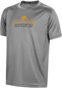 Champion Iowa Hawkeyes Youth Black Heathered Impact Short Sleeve T-Shirt