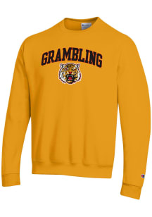 Champion Grambling State Tigers Mens Gold Arch Mascot Long Sleeve Crew Sweatshirt