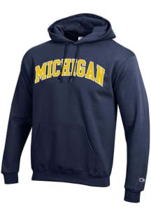 Champion Michigan Wolverines Mens Blue Powerblend Designed Long Sleeve Hoodie