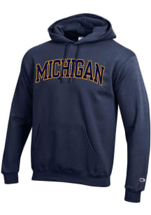 Champion Michigan Wolverines Mens Blue Powerblend Long Sleeve Hoodie