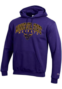Champion Minnesota State Mankato Mavericks Mens Purple Arch Mascot Powerblend Long Sleeve Hoodie