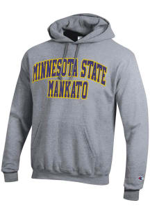 Champion Minnesota State Mankato Mavericks Mens Grey Arch Name Powerblend Twill Long Sleeve Hoodie