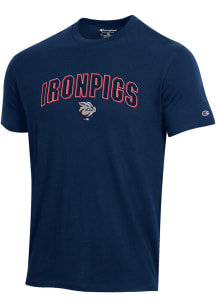 Champion Lehigh Valley Ironpigs Navy Blue Arch Mascot Short Sleeve T Shirt