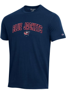 Champion Columbus Blue Jackets Navy Blue Arch Mascot Short Sleeve T Shirt