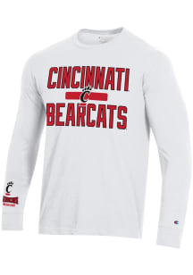 Champion Cincinnati Bearcats White Stadium Three Hit Long Sleeve T Shirt
