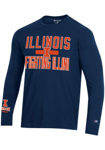 Champion Illinois Fighting Illini Navy Blue Stadium Three Hit Long Sleeve T Shirt