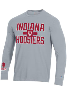 Champion Indiana Hoosiers Grey Stadium Three Hit Long Sleeve T Shirt