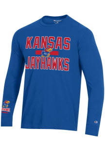 Champion Kansas Jayhawks Blue Stadium Three Hit Long Sleeve T Shirt