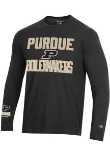 Champion Purdue Boilermakers Black Stadium Three Hit Long Sleeve T Shirt