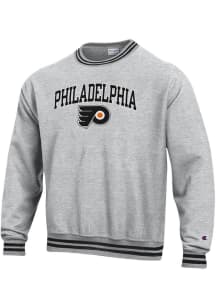 Champion Philadelphia Flyers Mens Grey Arched Mascot Long Sleeve Crew Sweatshirt
