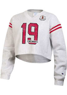 Champion Cincinnati Bearcats Womens Grey Reverse Weave Jersey Crew Sweatshirt