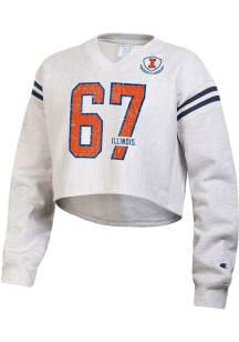 Champion Illinois Fighting Illini Womens Grey Reverse Weave Jersey Crew Sweatshirt