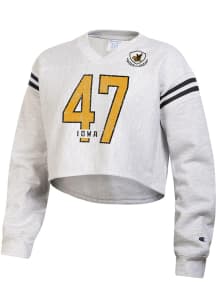 Champion Iowa Hawkeyes Womens Grey Reverse Weave Jersey Crew Sweatshirt