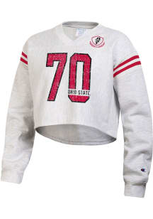 Champion Ohio State Buckeyes Womens Grey Reverse Weave Jersey Crew Sweatshirt