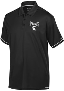 Champion Michigan State Spartans Mens Black Stadium Higlight Short Sleeve Polo