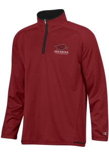 Champion Arkansas Razorbacks Mens Red Stadium Highlight Long Sleeve Qtr Zip Pullover