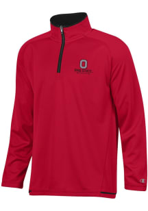 Champion Ohio State Buckeyes Mens Red Stadium Highlight Long Sleeve Qtr Zip Pullover