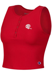 Champion Nebraska Cornhuskers Womens Red Ottoman Henley Tank Top
