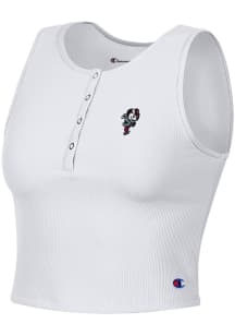 Champion Ohio State Buckeyes Womens White Ottoman Henley Tank Top