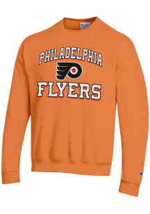Champion Philadelphia Flyers Mens Orange Heart and Soul Long Sleeve Crew Sweatshirt