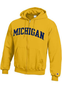 Champion Michigan Wolverines Mens Yellow Arch Name Powerblend Long Sleeve Full Zip Jacket