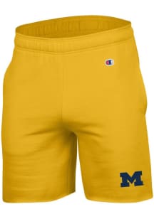 Champion Michigan Wolverines Mens Yellow Primary Team Logo Powerblend Shorts