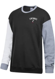 Champion Cincinnati Bearcats Mens Black Superfan Colorblock Long Sleeve Crew Sweatshirt