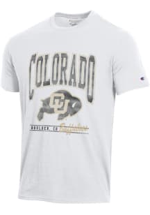 Champion Colorado Buffaloes White Stadium Embroidery Short Sleeve T Shirt