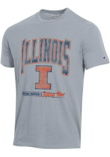 Champion Illinois Fighting Illini Grey Stadium Large Graphic Short Sleeve T Shirt