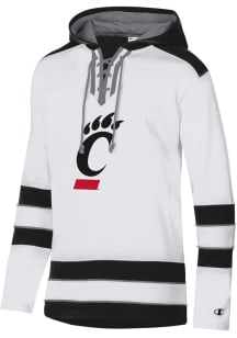 Champion Cincinnati Bearcats Mens White Superfan Hockey Long Sleeve Hoodie