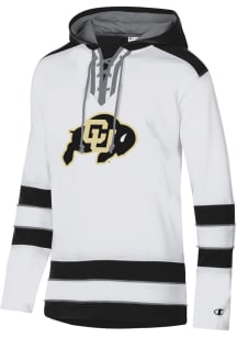 Champion Colorado Buffaloes Mens White Superfan Hockey Long Sleeve Hoodie