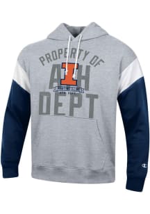 Champion Illinois Fighting Illini Mens Grey Superfan Colorblock Long Sleeve Hoodie