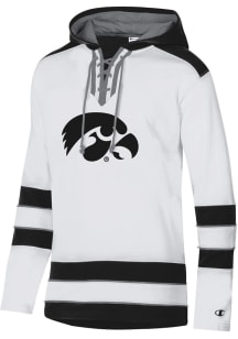 Champion Iowa Hawkeyes Mens White Superfan Hockey Long Sleeve Hoodie