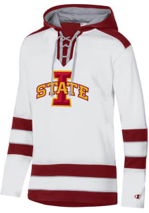 Champion Iowa State Cyclones Mens White Superfan Hockey Long Sleeve Hoodie
