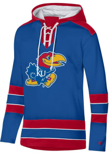 Champion Kansas Jayhawks Mens Blue Superfan Hockey Long Sleeve Hoodie