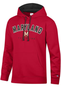 Champion Maryland Terrapins Mens Red Stadium Number One Long Sleeve Hoodie