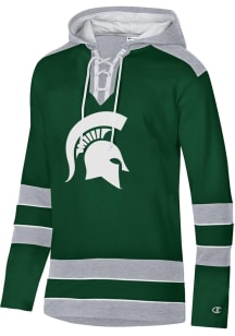 Champion Michigan State Spartans Mens Green Superfan Hockey Long Sleeve Hoodie