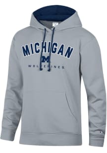 Champion Michigan Wolverines Mens Grey Stadium Number One Long Sleeve Hoodie