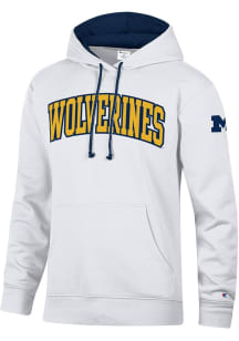 Champion Michigan Wolverines Mens White Stadium Sleeve Hit Long Sleeve Hoodie
