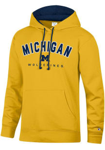 Champion Michigan Wolverines Mens Yellow Stadium Number One Long Sleeve Hoodie
