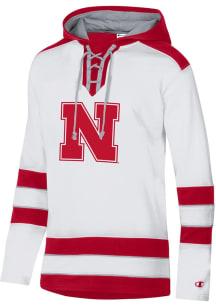 Champion Nebraska Cornhuskers Mens White Superfan Hockey Long Sleeve Hoodie
