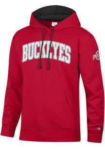 Champion Ohio State Buckeyes Mens Red Stadium Sleeve Hit Long Sleeve Hoodie