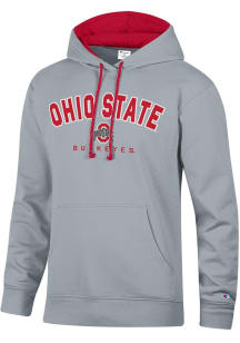 Champion Ohio State Buckeyes Mens Grey Stadium Number One Long Sleeve Hoodie