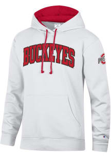 Champion Ohio State Buckeyes Mens White Stadium Sleeve Hit Long Sleeve Hoodie