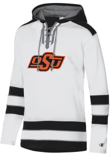Champion Oklahoma State Cowboys Mens White Superfan Hockey Long Sleeve Hoodie